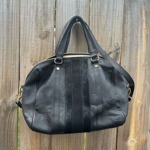 Mark & Graham Women's Black Leather Satchel Bag Large Gold Hardware